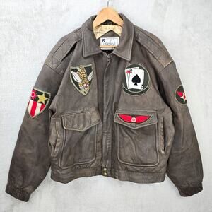 Vintage Phase 2 Leather Bomber Jacket Men's 44 Flying Tigers Aviator WWII